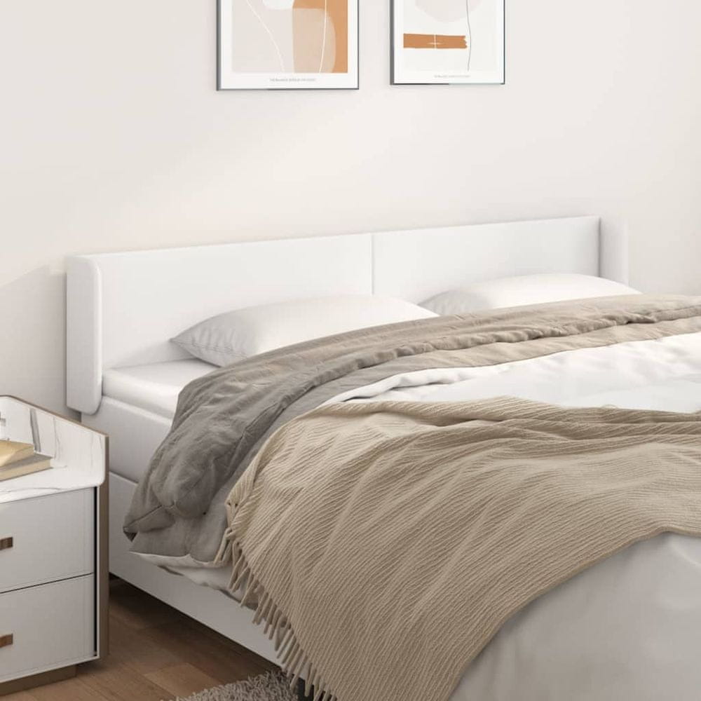 Vidaxl Čelo postele so záhybmi biely 163x16x78/88 cm umelá koža